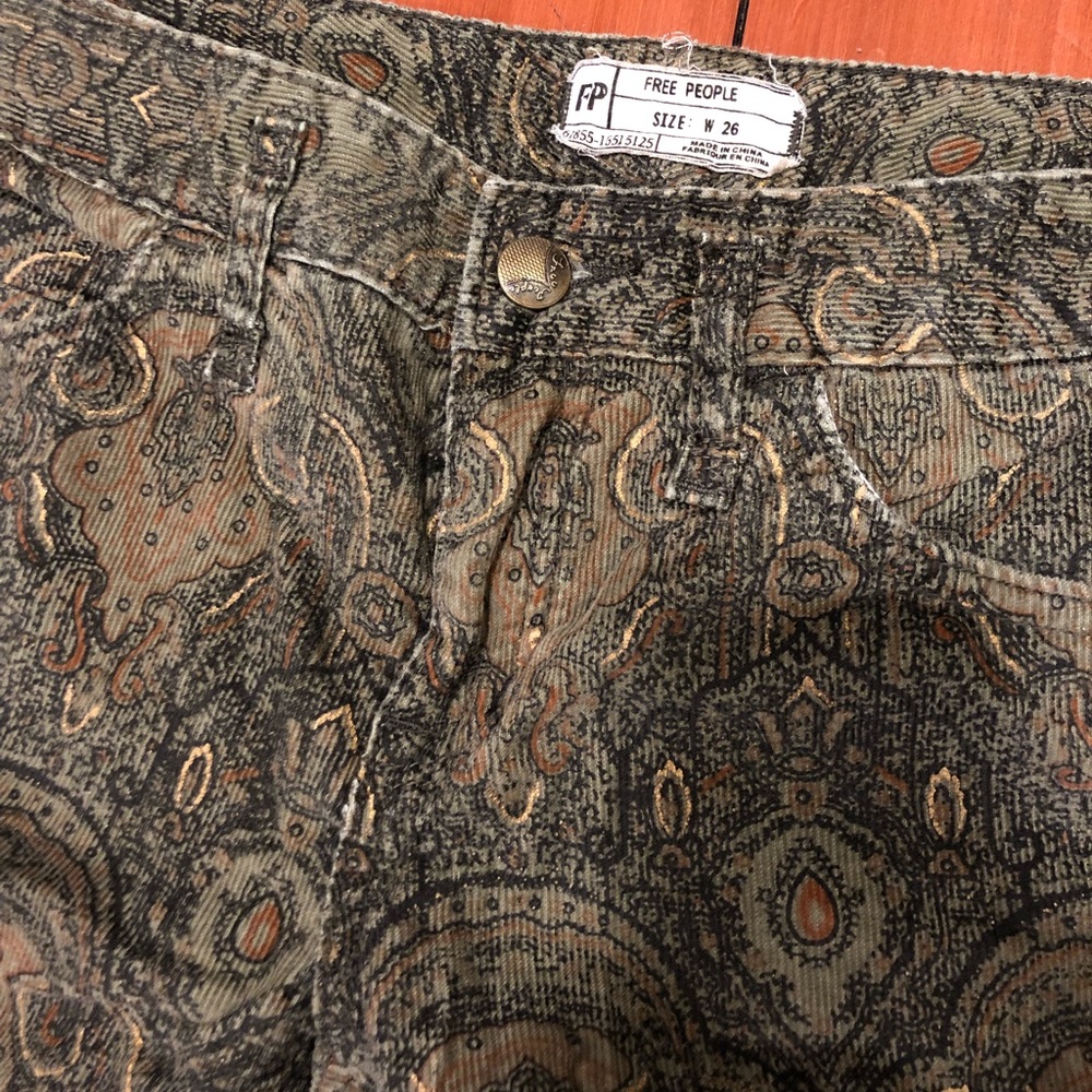 Free People Corduroy Printed Pants